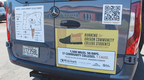 A Sprinter Van donated for the cause is home to the Cook family as they travel the state seeking to raise money for community college students.